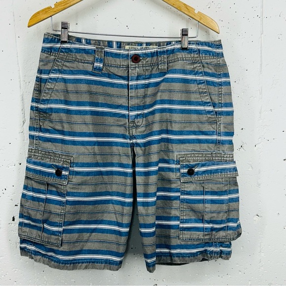 Lucky Brand Men's size 33 Gray Blue Stripe Cargo Shorts - Picture 1 of 11